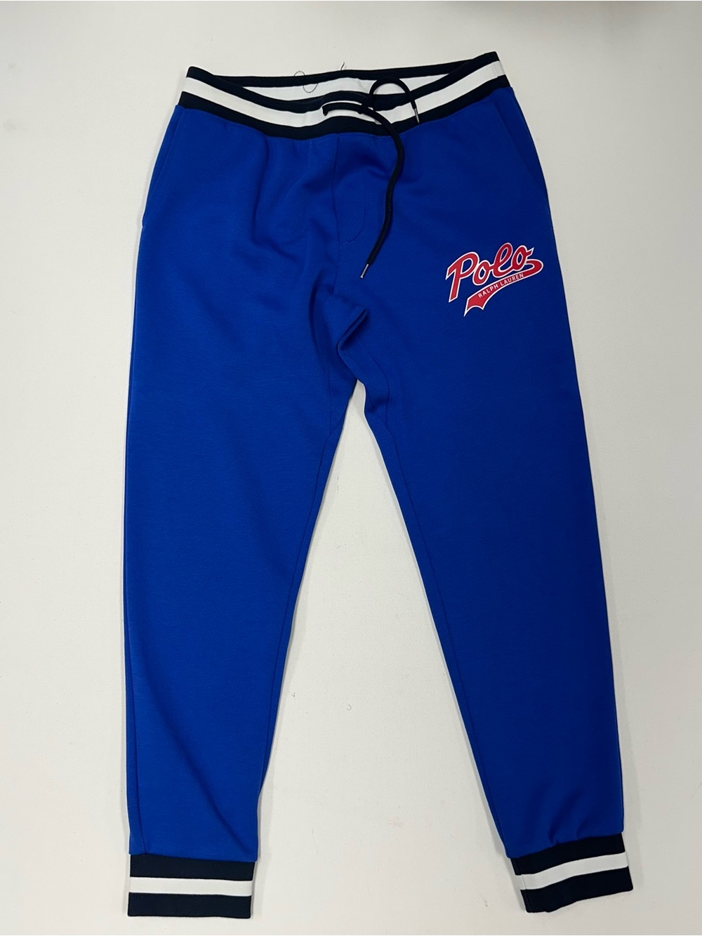 Polo Ralph Lauren Double-Knit Jogger Pants Blue Tapered Sweatpants Mens Medium